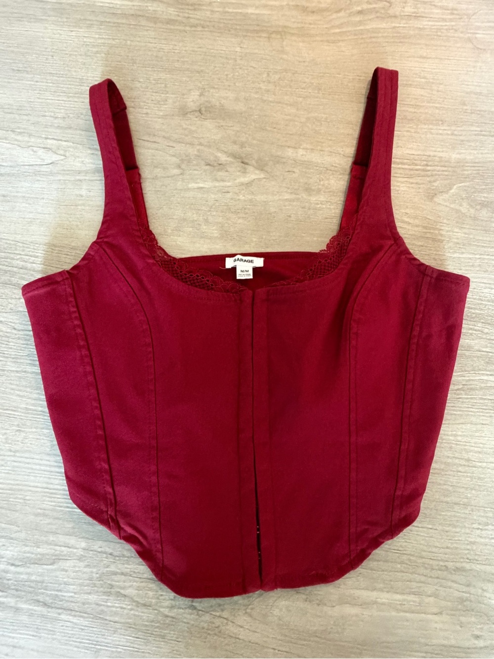Garage Deep Red Corset-Style Tank